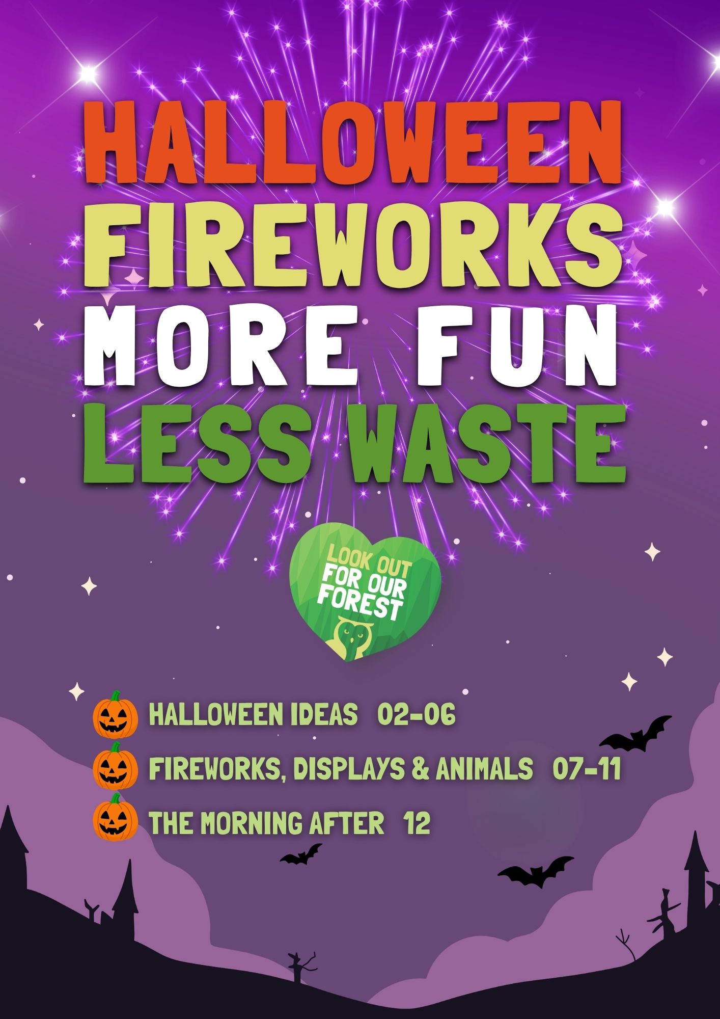 LOFOF HALLOWEEN. FIREWORKS. MORE FUN. LESS WASTE Look Out For Our Forest | Climate Change Booklet